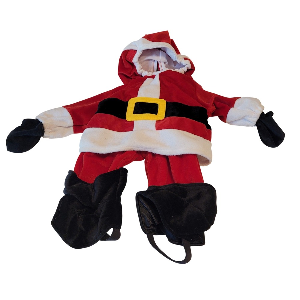 Miniwear Santa Claus Costume Baby 3-6 Months Red Fleece Christmas Hooded Set